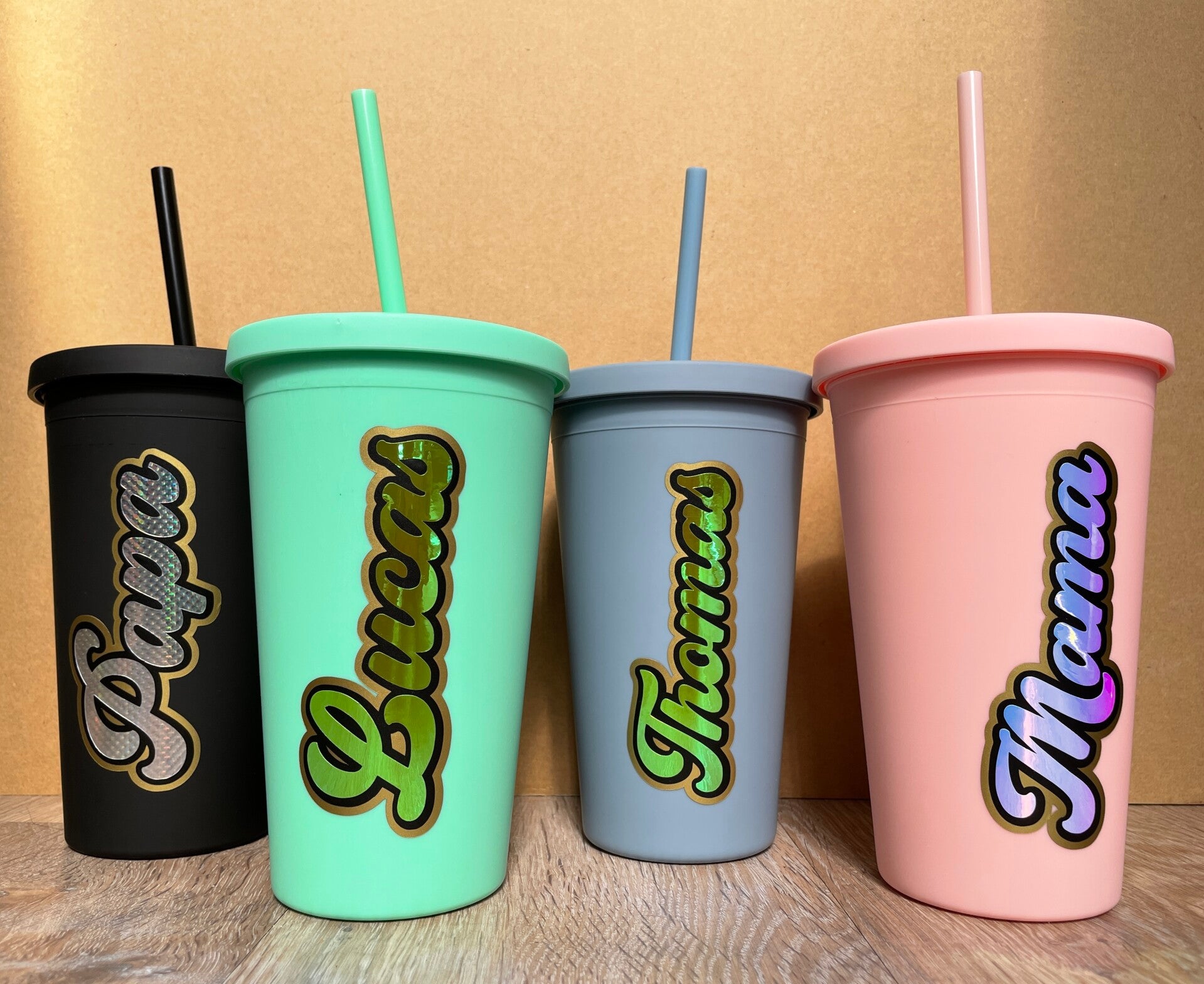 Beker met rietje / tumbler MINT GROEN