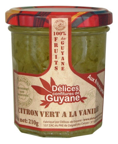 Confiture citron vert à la vanille 210g Délices de Guyane