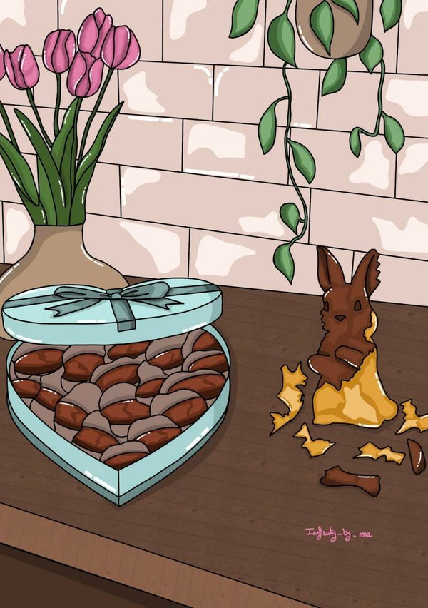 Affiche « lapin en chocolat de la collection  Pâques » !