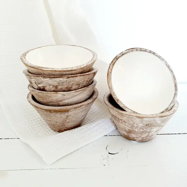 Kom Mango Hout Wit small