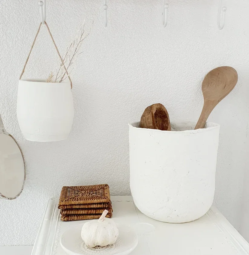 Papier-maché lepel/bloempot