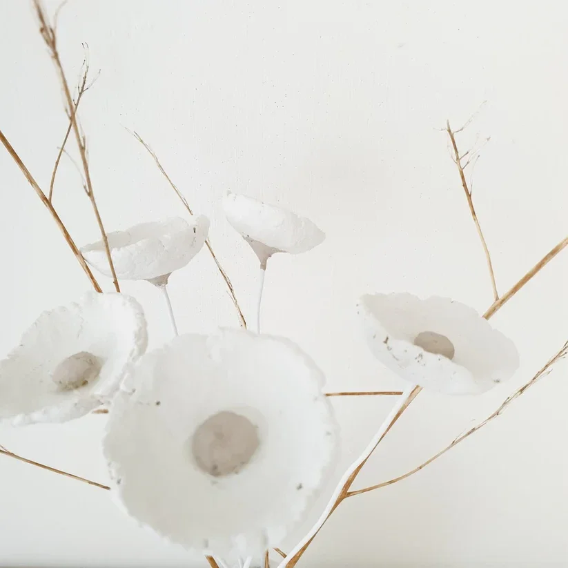 Papier-maché bloem tweekleurig