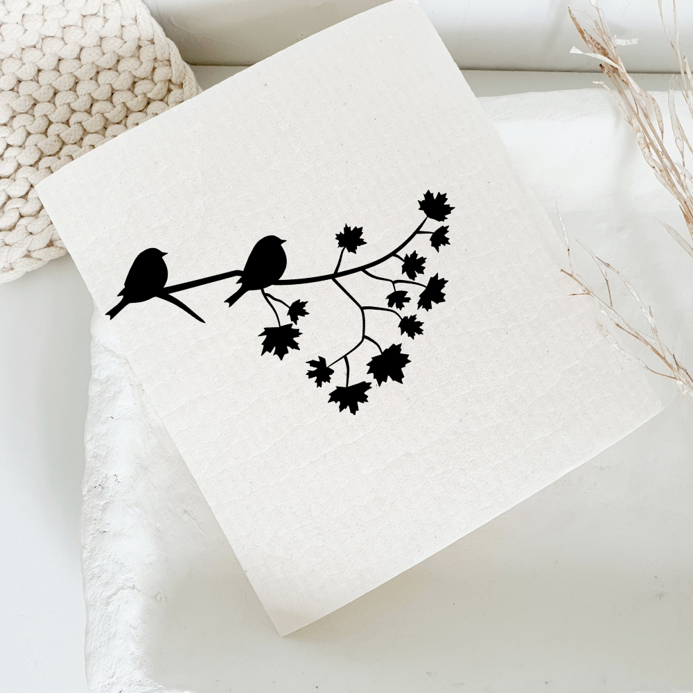 Vaatdoekje vogels op tak