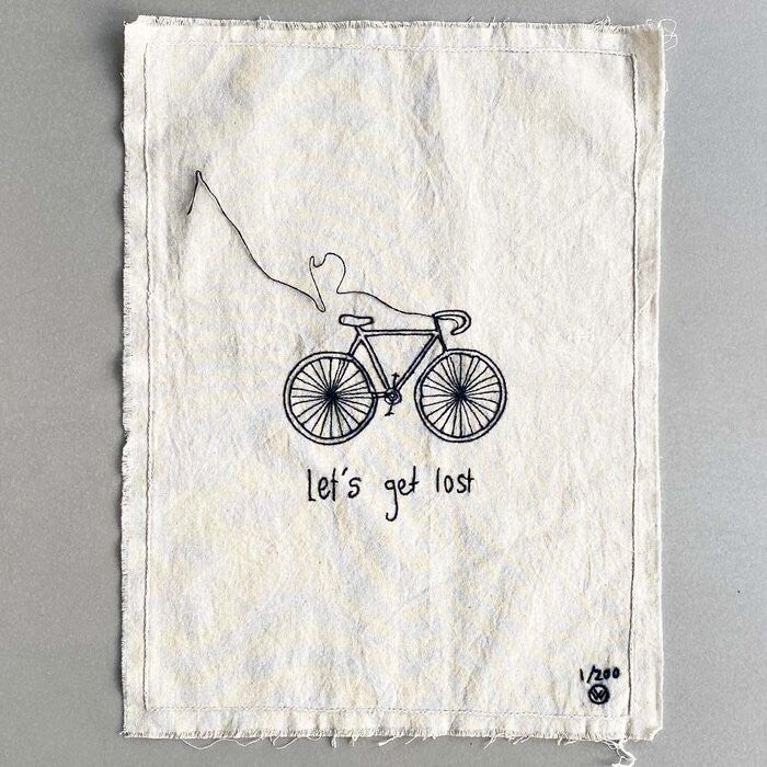 stitched art 'bike' let's get lost
