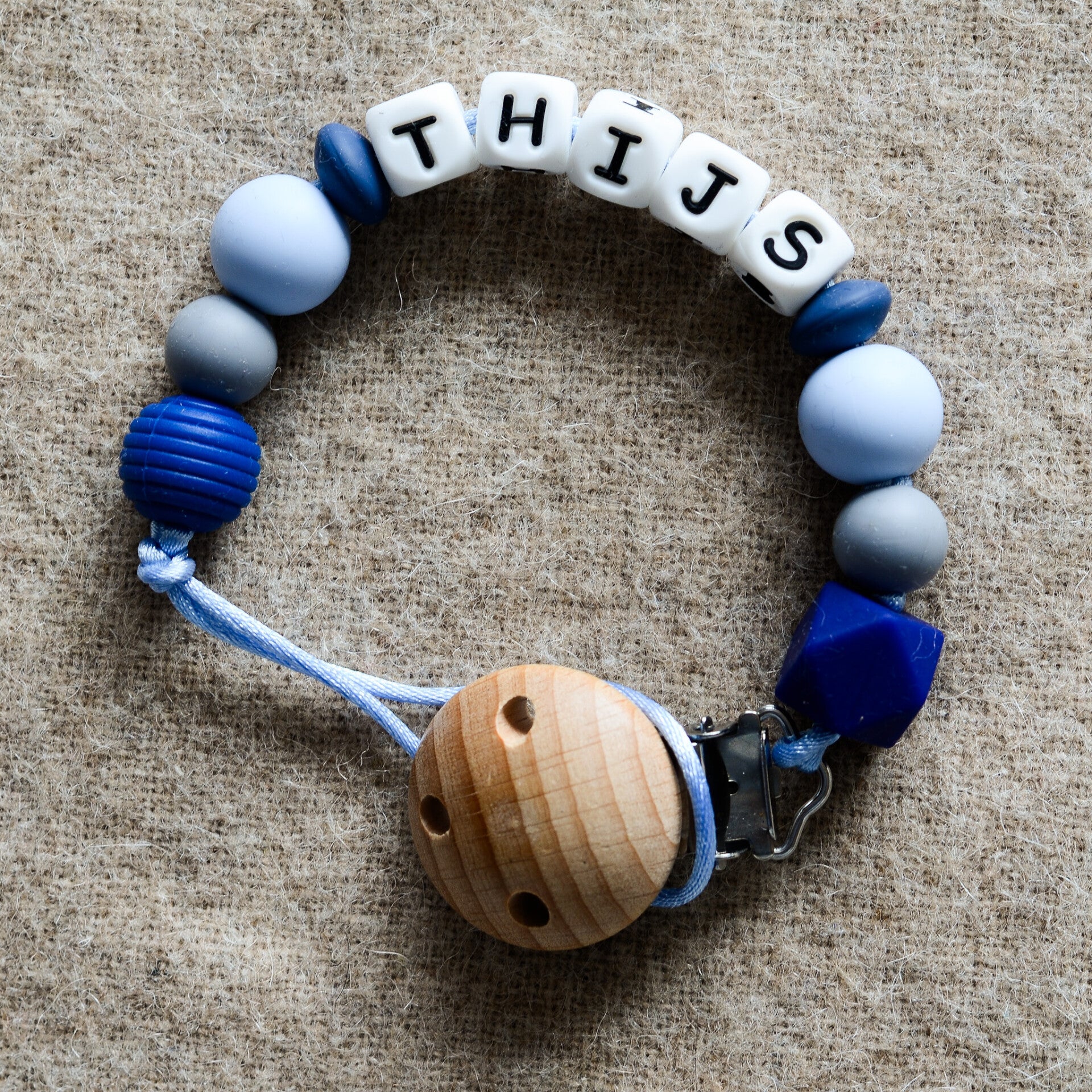 Speenkoord met naam - Blauw