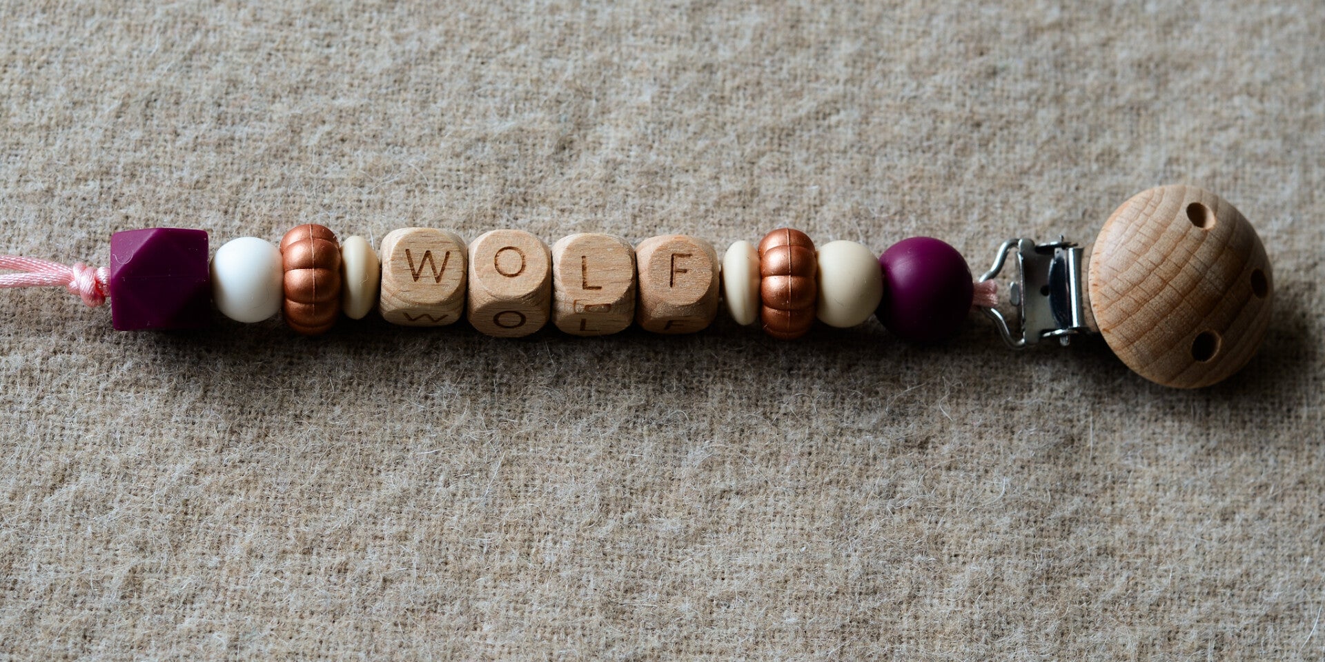 Speenkoord met naam - Paars