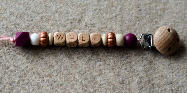 Speenkoord met naam - Paars