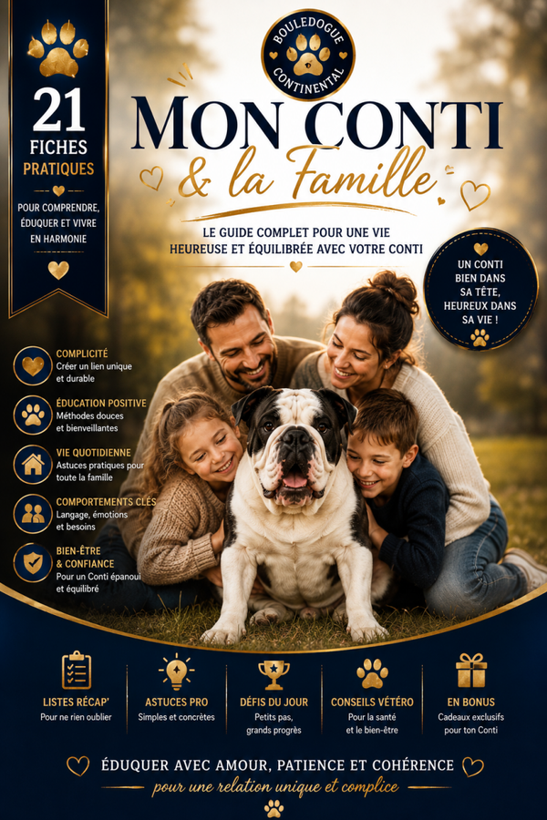 Mon Conti & la Famille – 21 fiches pratiques pour vivre en harmonie avec votre Bouledogue Continental