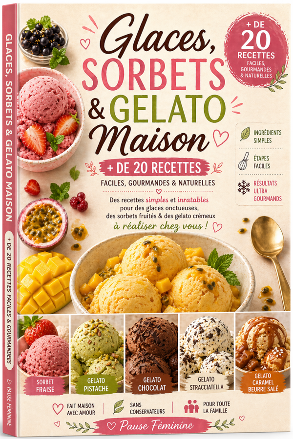Glaces, Sorbets & Gelato Maison – +20 Recettes Faciles & Gourmandes (PDF)