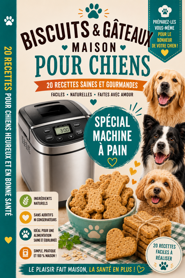 Biscuits & Gâteaux Maison pour Chiens – 20 Recettes Spécial Machine à Pain (PDF)