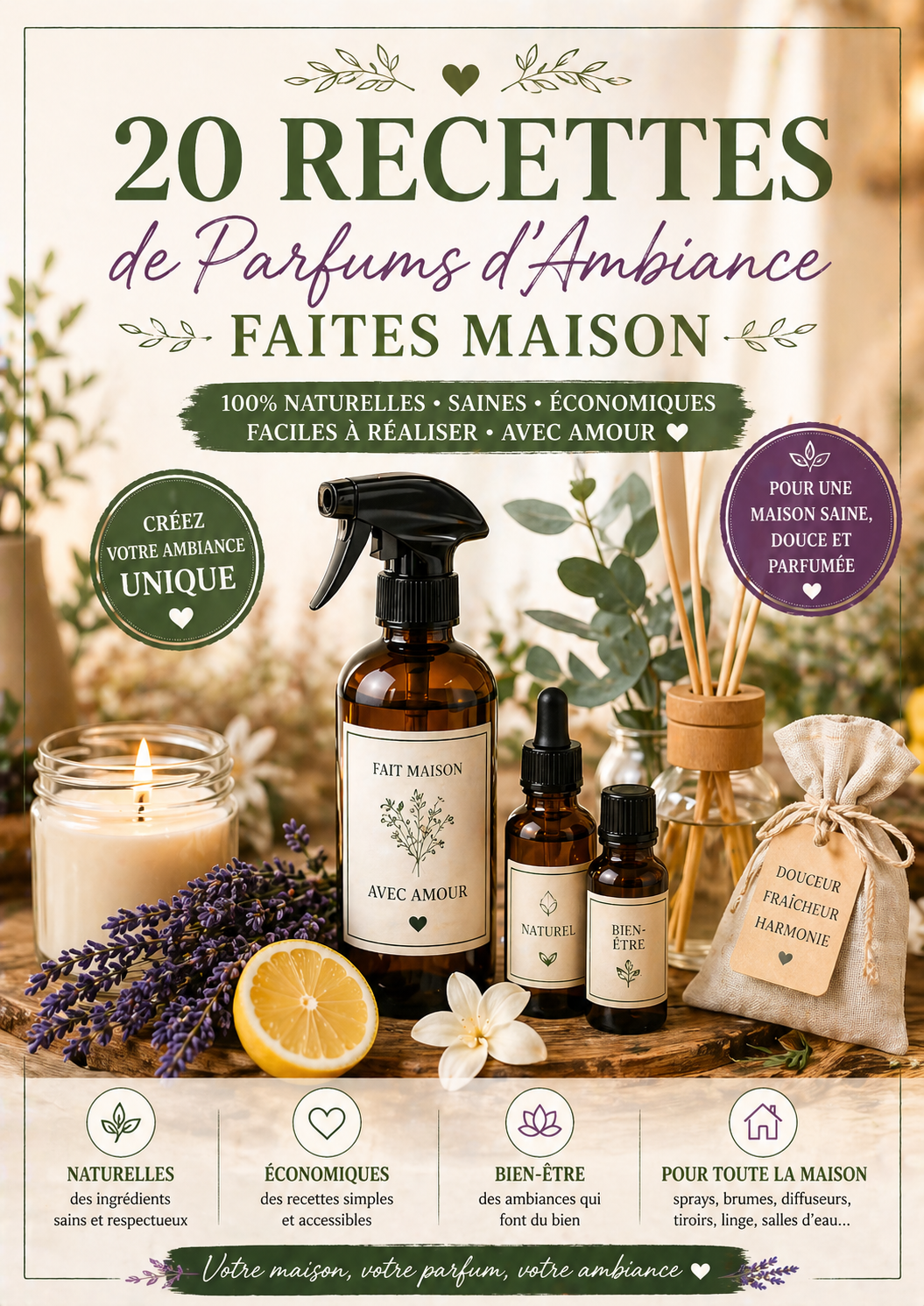 Parfums d’Ambiance Naturels – 20 Recettes Maison Cocooning & Bien-Être (PDF)