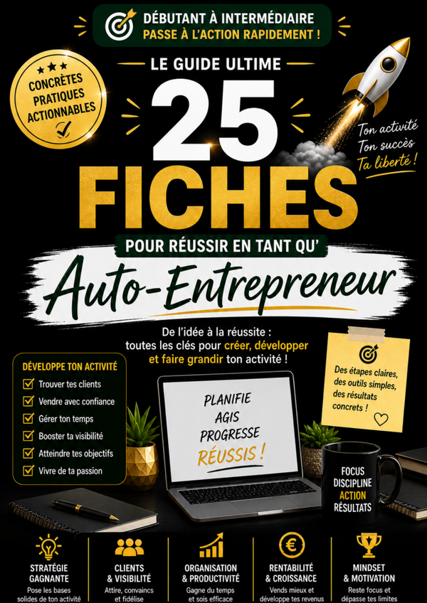 25 Fiches Auto-Entrepreneur : Le Guide Ultime pour Créer, Développer et Réussir Ton Activité