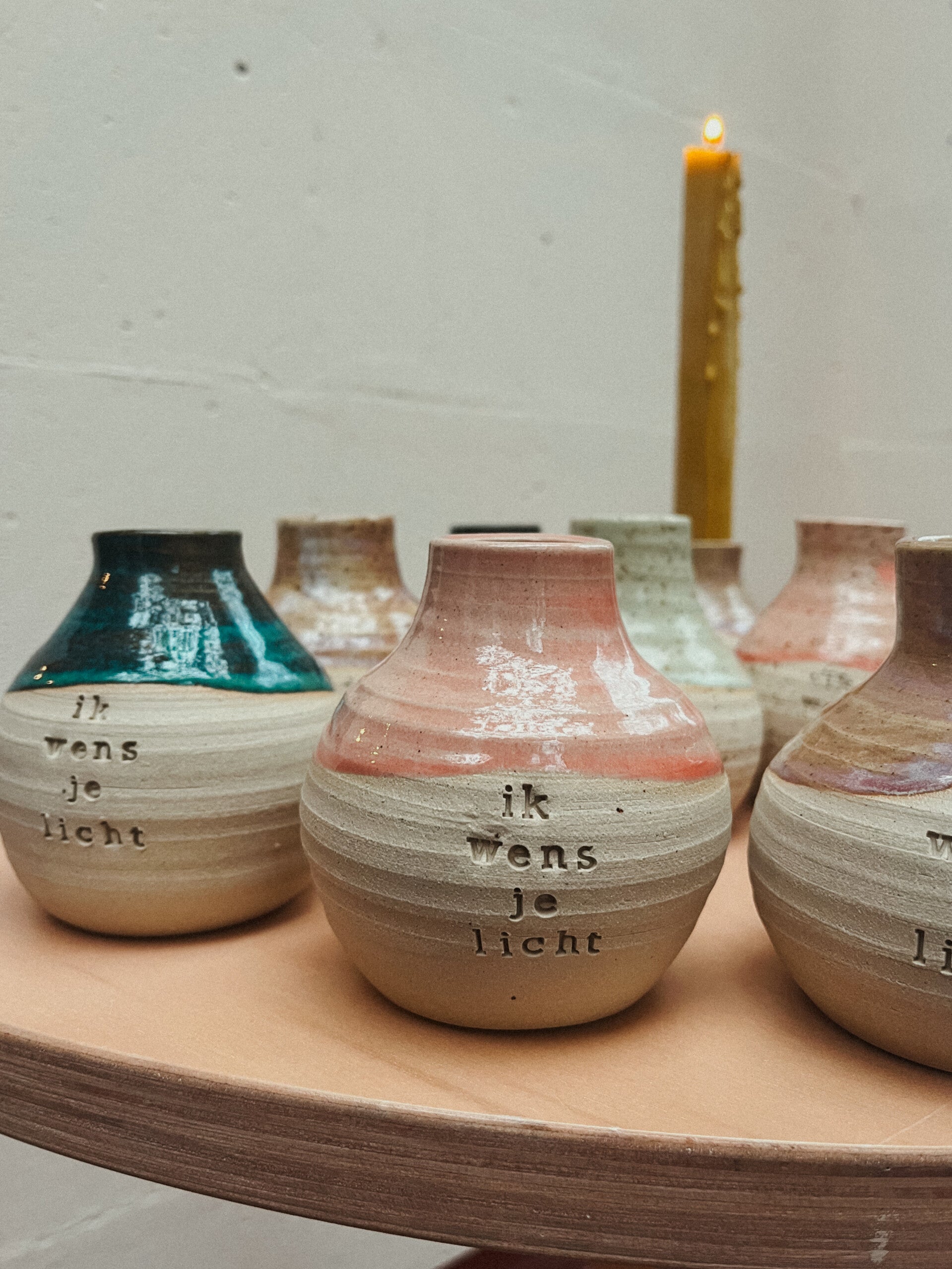 Ik wens je licht - kaarshouder roze