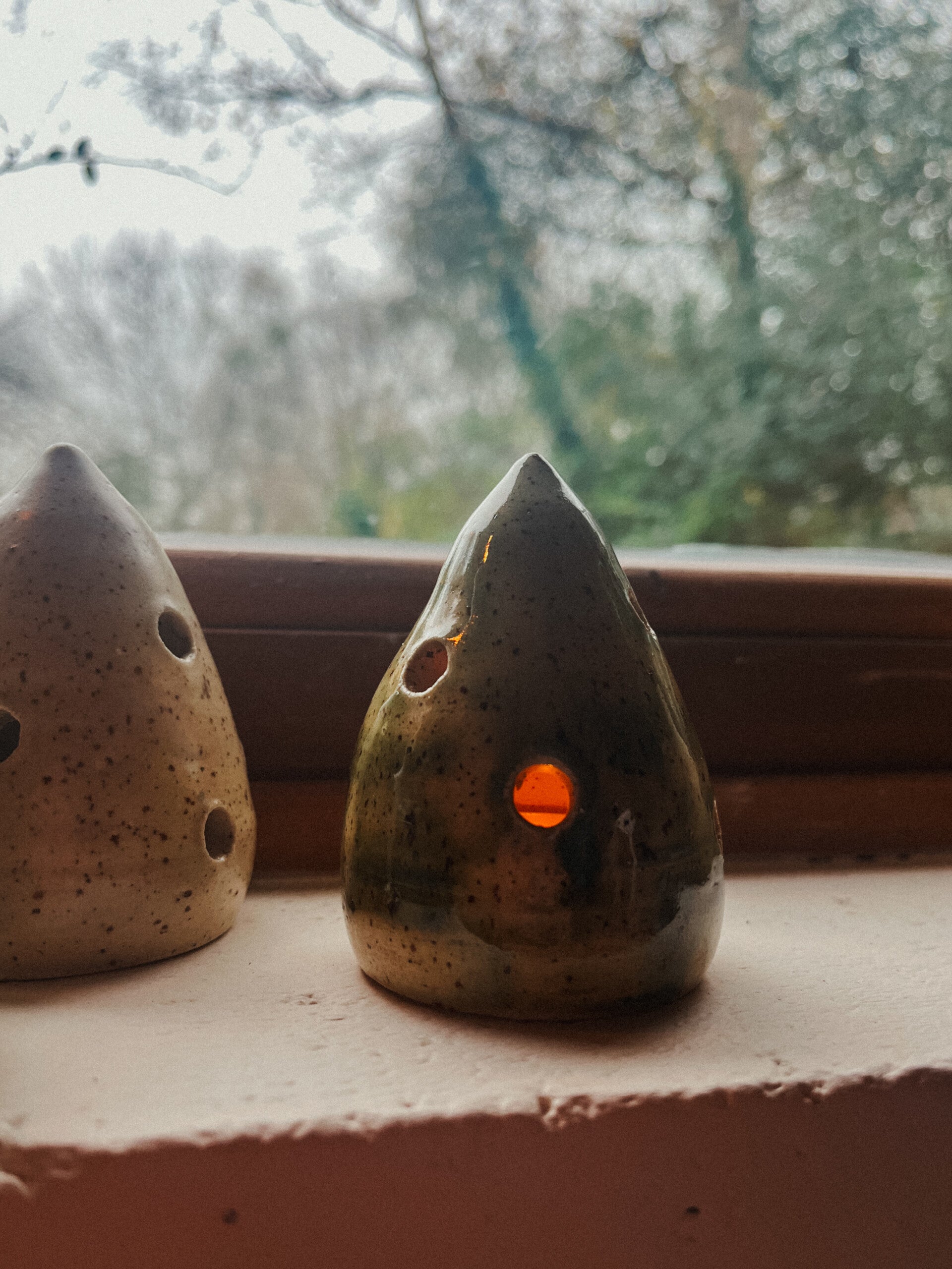 theelichthouder kerstboom klein - groen of cream