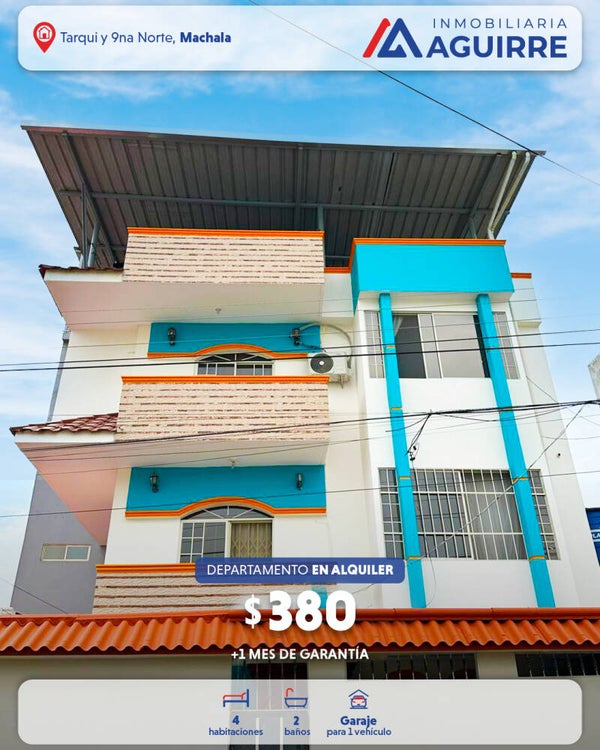 EN ALQUILER: departamento de 3 habitaciones en Tarqui y 9na Norte, Machala
