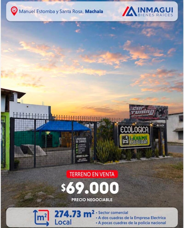 Terreno en venta en Machala, sobre la Manuel Estomba y Santa Rosa