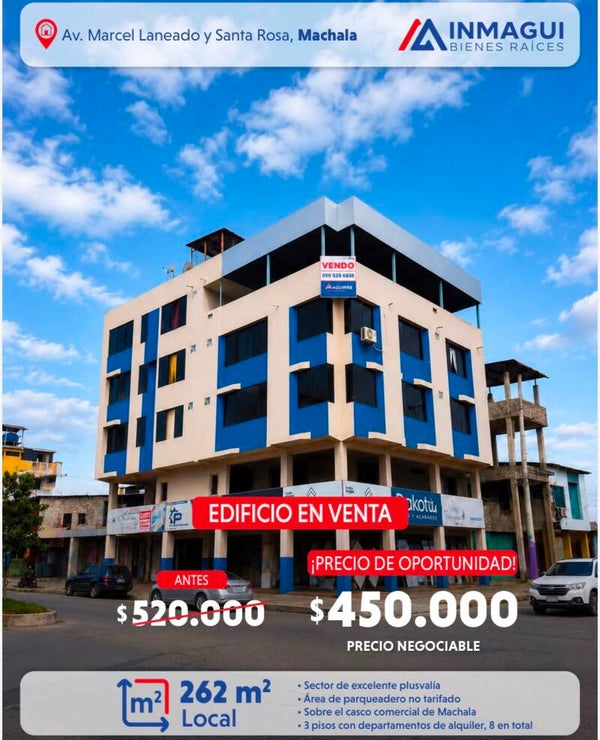 Edificio rentero esquinero en venta en Machala.
