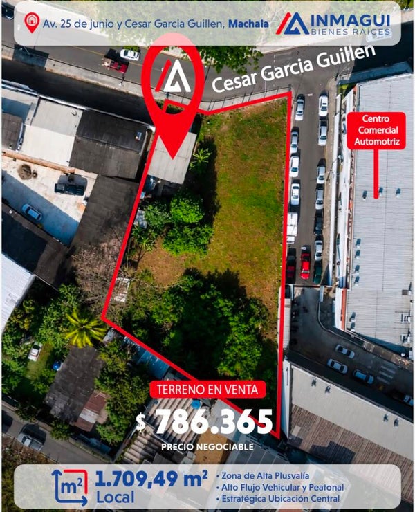 Terreno en venta en Machala, sobre la Av. 25 de Junio