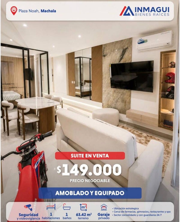 En Venta: Suite amoblada y equipada en Plaza Noah, Machala
