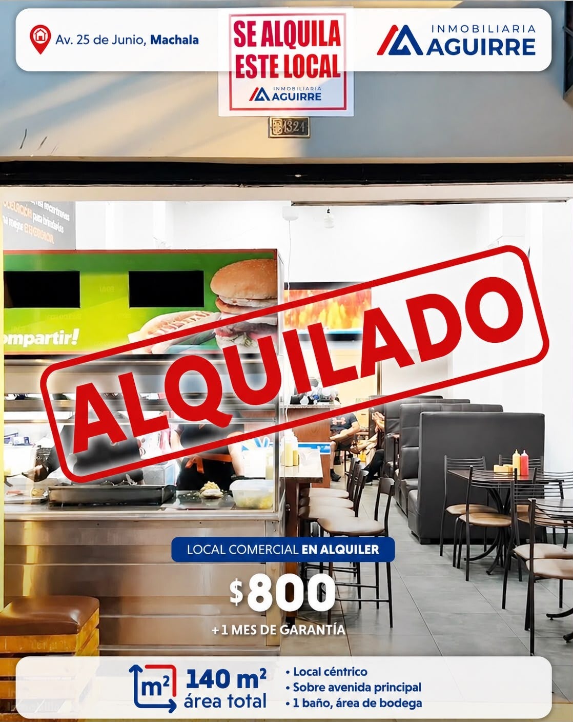 EN ALQUILER: amplio local comercial en pleno centro de Machala
