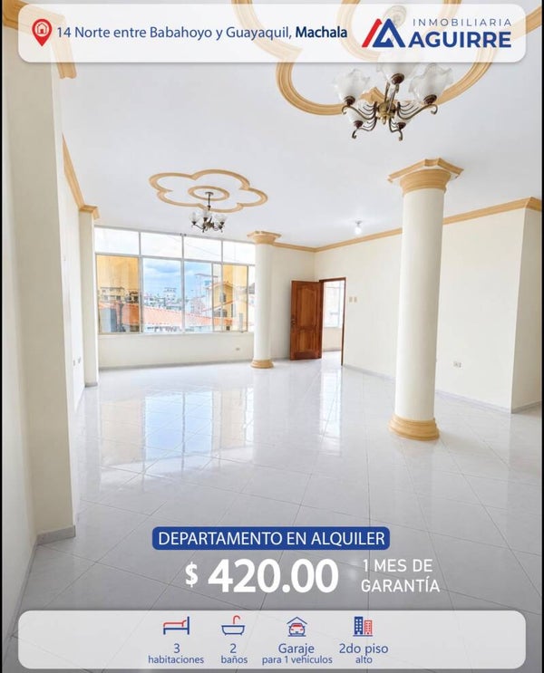 Departamento en Alquiler: 14 Norte entre Babahoyo y Guayaquil