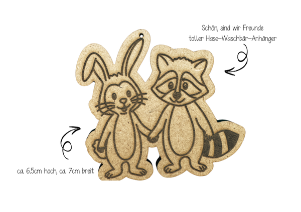 Anhänger: Hase und Waschbär