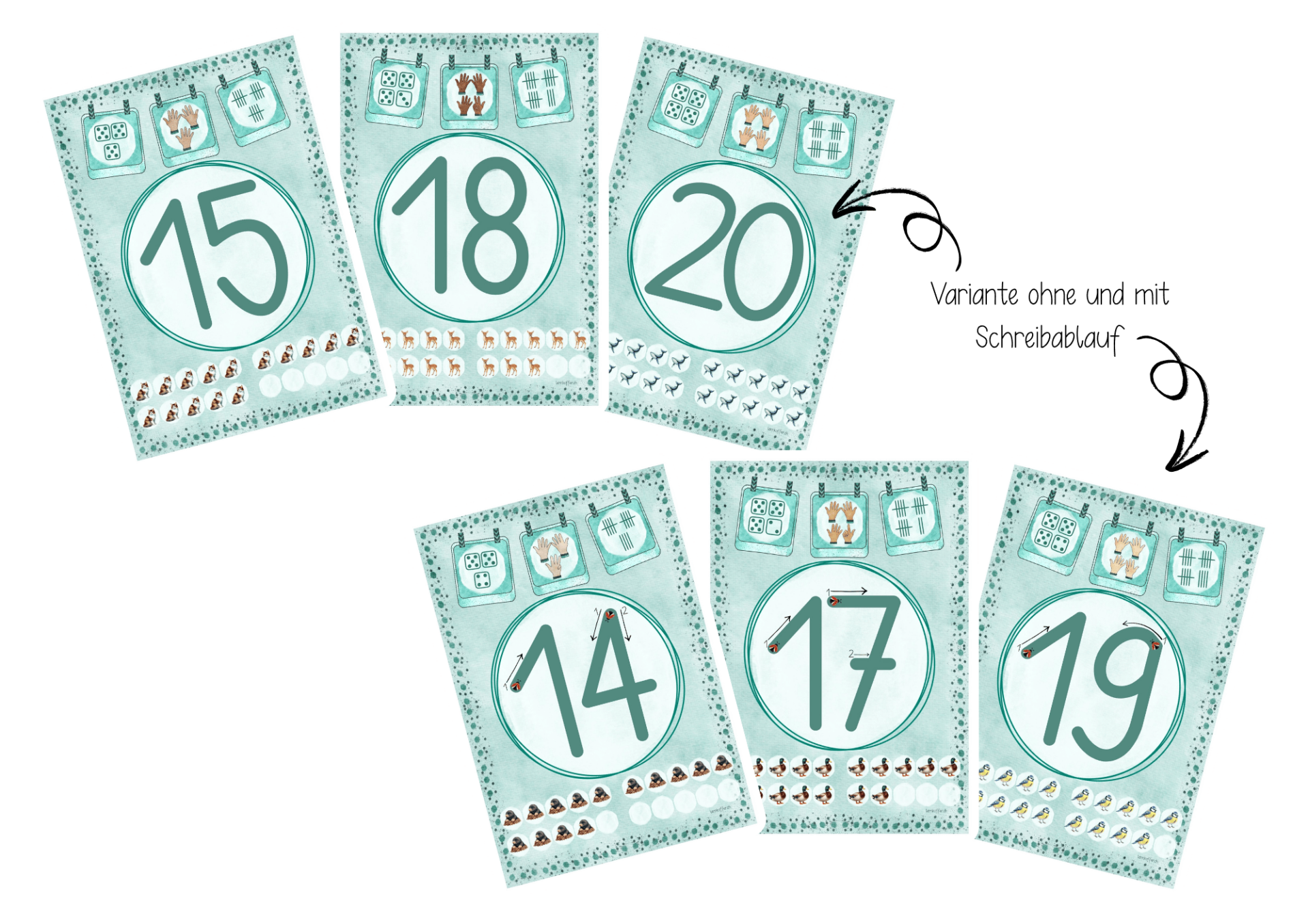 Zahlenplakate mint: 13-20