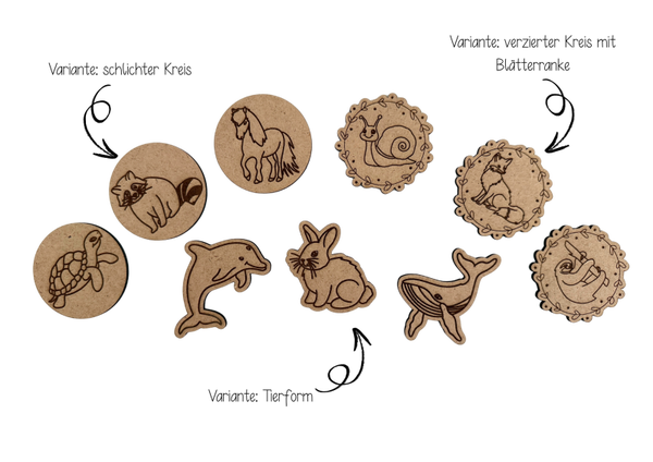 Erkennungstiere aus Holz