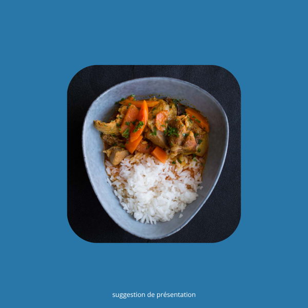 Sauté de dinde coco paprika fumé carotte et riz