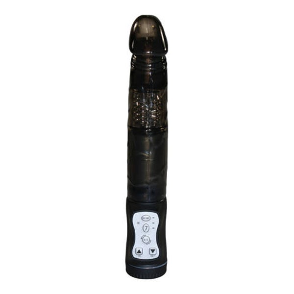 Vibrator met Parels en vibrerende anaalstimulator - Zwart
