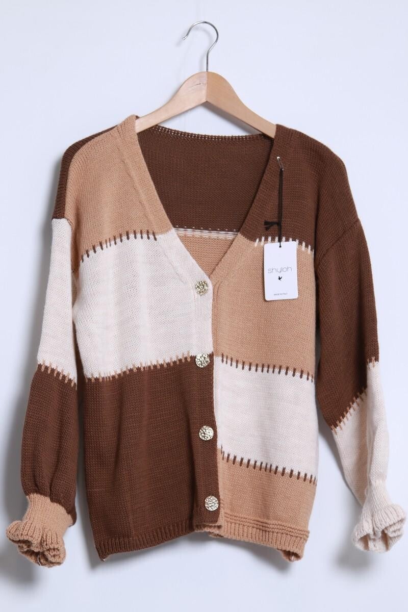 Gilet manche bouffante Marron