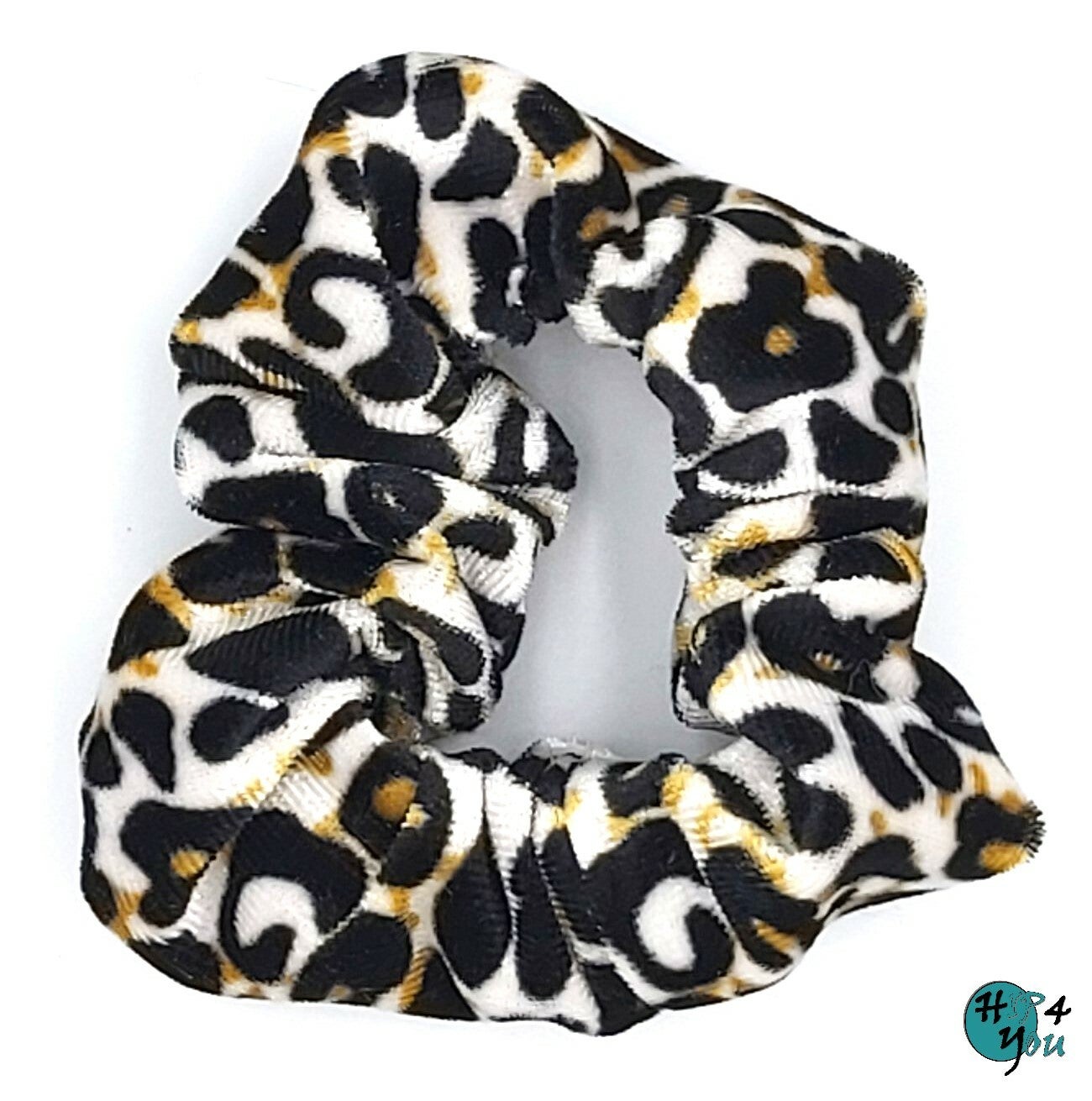 Haarmode: Scrunchie zwart geel print