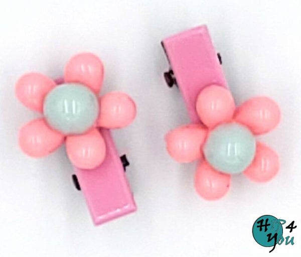 Haarmode: Kinder duckklem licht roze met bloem