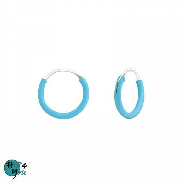 Zilveren kinderoorbellen: licht blauw Creool