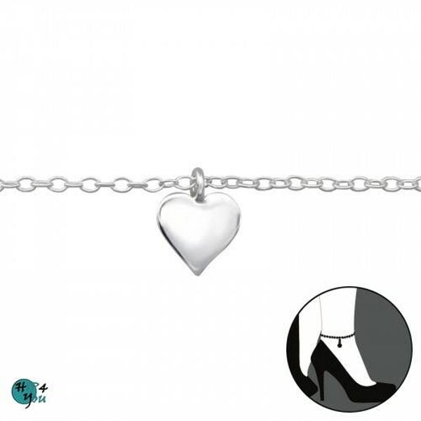 Zilveren Enkelbandje: Hart