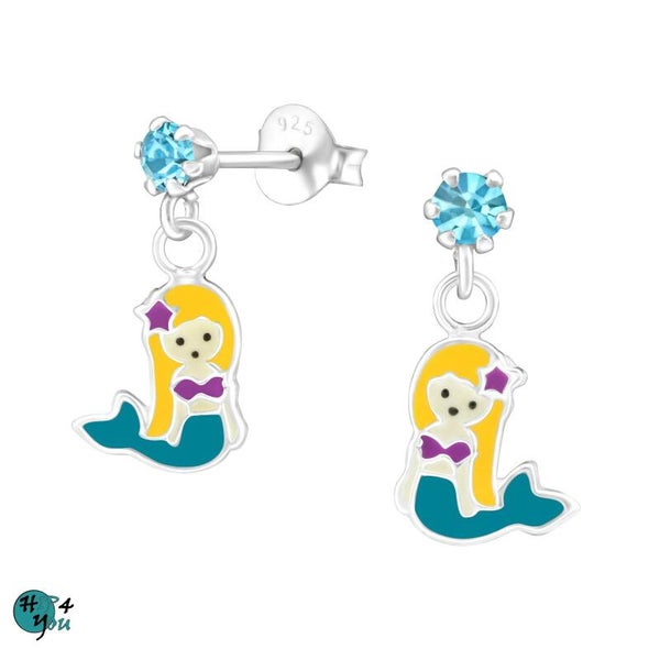 Zilveren kinderoorstekers: Hangende zeemeermin