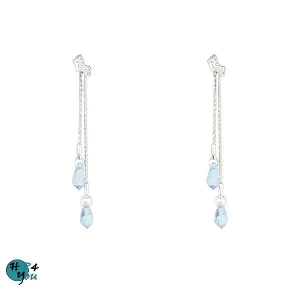 Elena oorbellen - Zilver en blauwe kristal