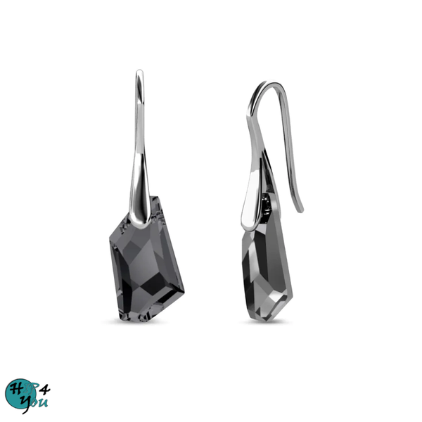 Ridder oorbellen - zilver en zwart kristal