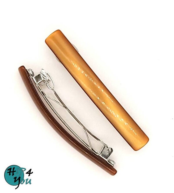 Haarmode: Patent speld 5,5cm bruin parelmoerglans