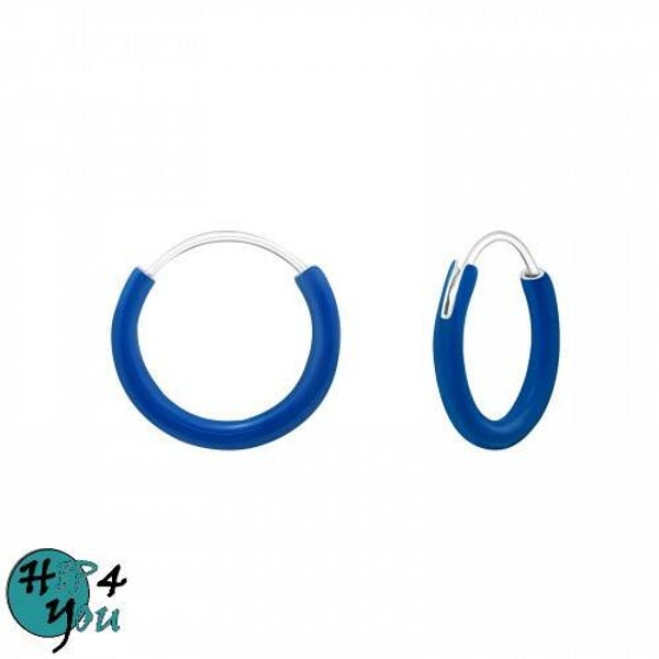 Zilveren kinderoorbellen: 12mm  Dark Blue Creool