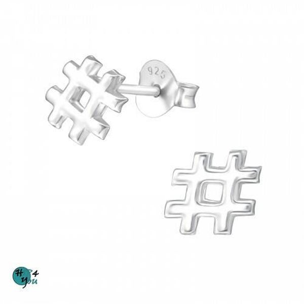 Zilveren damesoorbellen: egale oorstekers met Hashtag