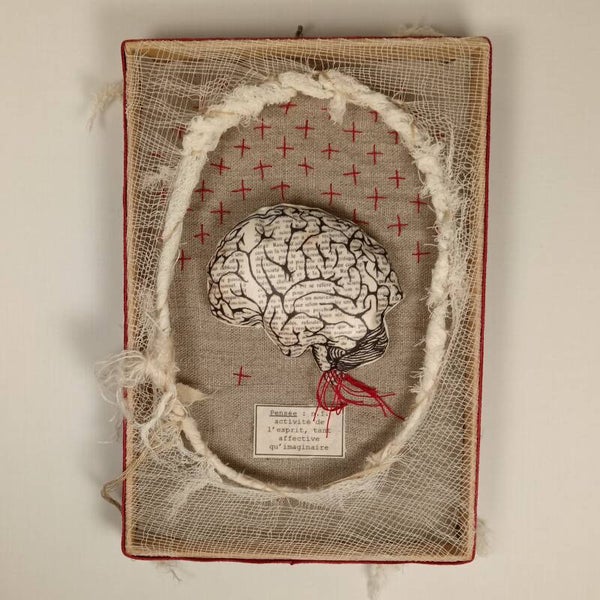 Cerveau - Tableau textile volume - 15,5/22,5cm