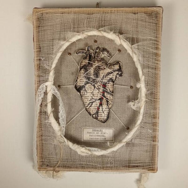 Coeur - Tableau textile volume 19,5/25cm