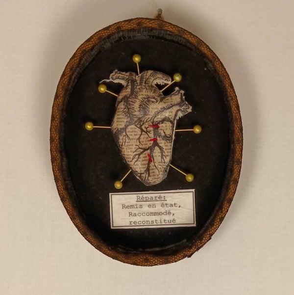 Coeur - Tableau textile volume - 8,5/11cm