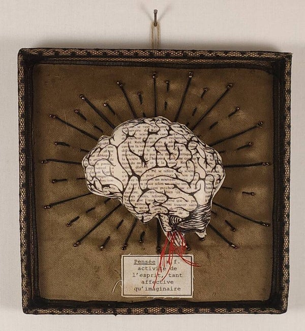 Cerveau - Tableau textile volume - 15,5/15cm
