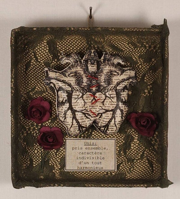 Double coeur - Tableau Textile Volume - 12,5/12,5cm