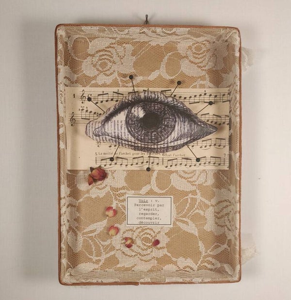 Oeil - Tableau textile volume - 15,5/22 cm