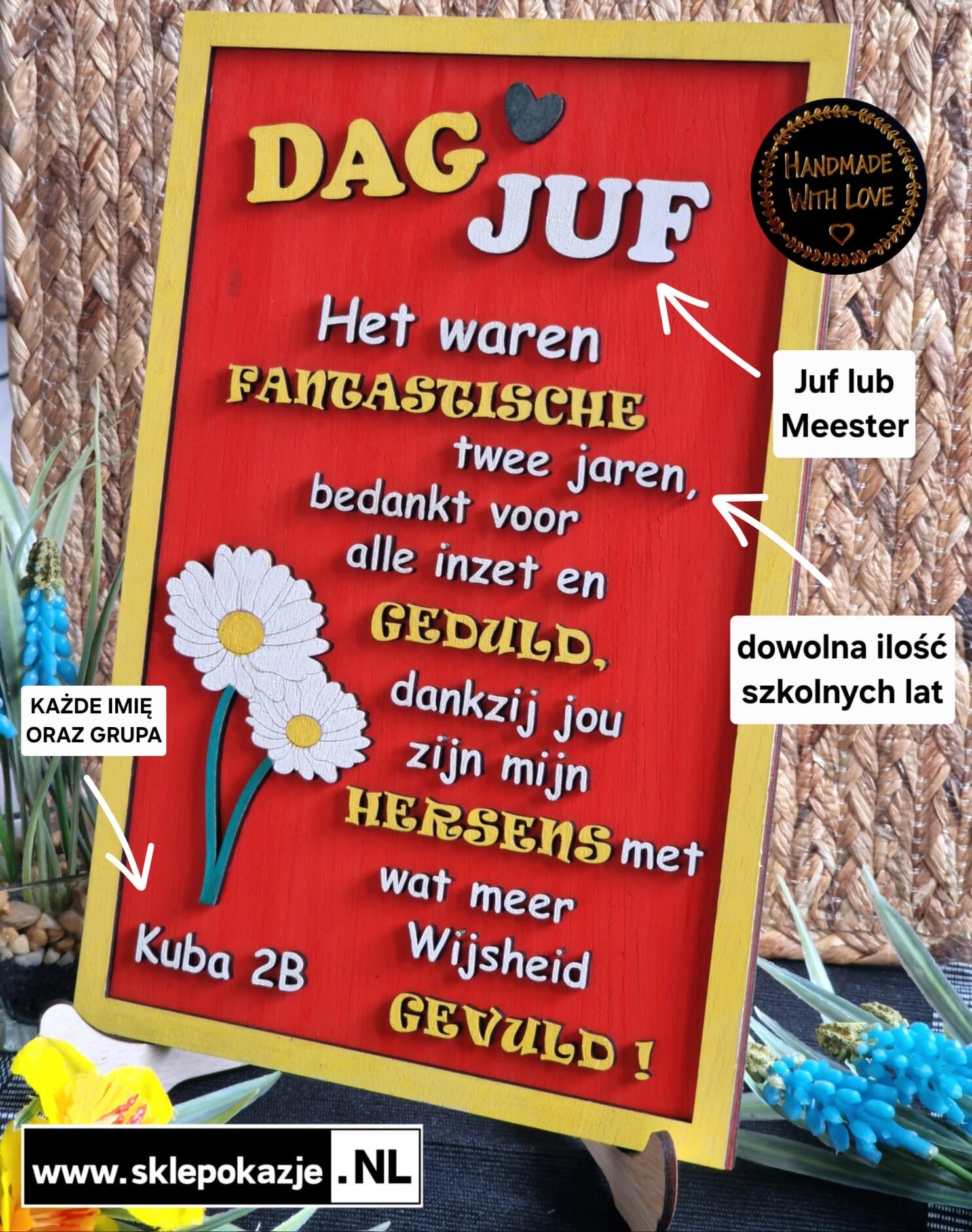 PODZIĘKOWANIA DLA NAUCZYCIELI  po holendersku, na zakończenie roku, model DAG Juf / Meester