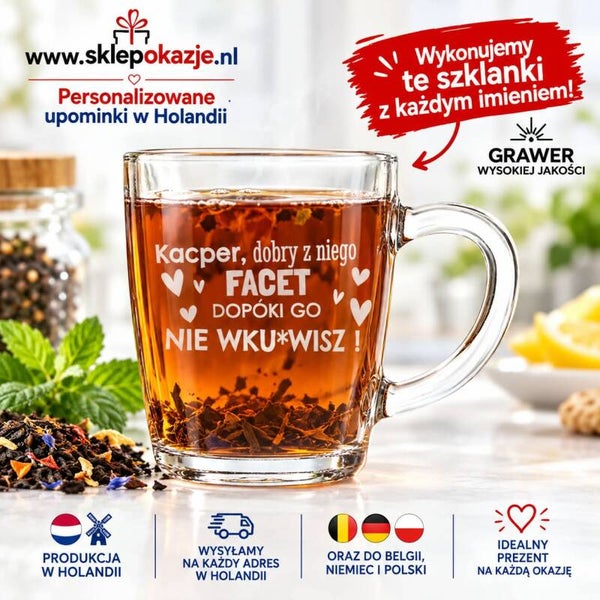 GRAWEROWANA SZKLANKA z imieniem i własną treścią