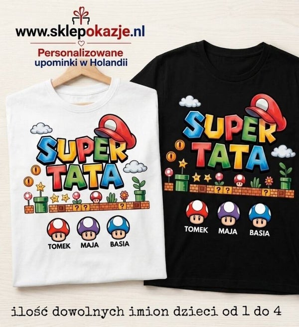 KOSZULKI MĘSKIE | DLA TATY | Super Tata z imieniem dziecka/dzieci
